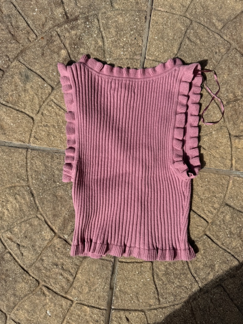 Aeropostale Dusty Rose Ribbed Ruffle Button-Up Tank - Picture 3 of 4